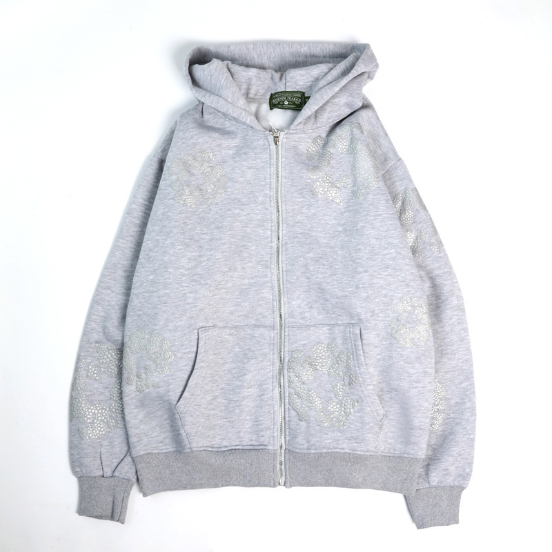 Kapok Flower Print Fleece Lined Hoodie | Unisex Warm Thickened Pullover Sweatshirt for Winter Casual