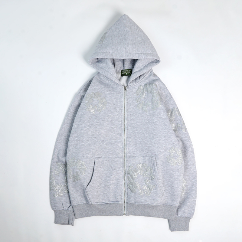 Kapok Flower Print Fleece Lined Hoodie | Unisex Warm Thickened Pullover Sweatshirt for Winter Casual