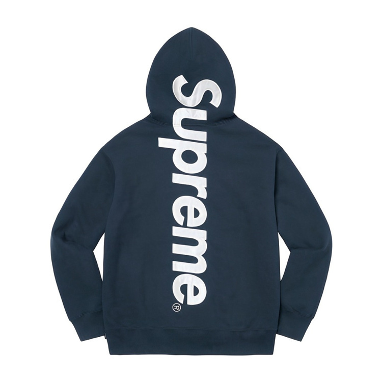 Supreme 22FW Satin Appliqué Hoodie | Premium Brushed Fleece Pullover Streetwear Logo Sweatshirt