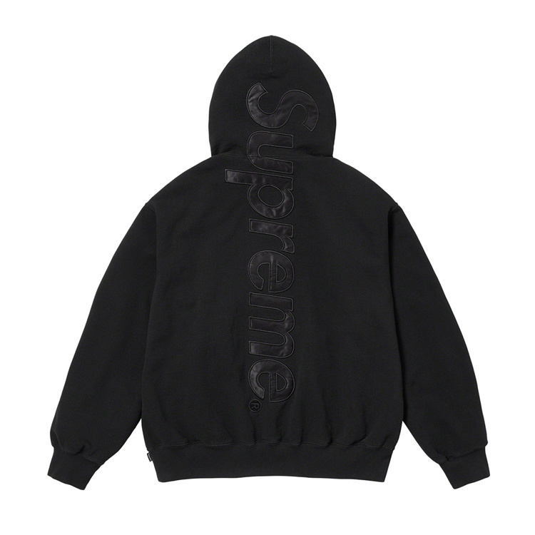 Supreme 22FW Satin Appliqué Hoodie | Premium Brushed Fleece Pullover Streetwear Logo Sweatshirt