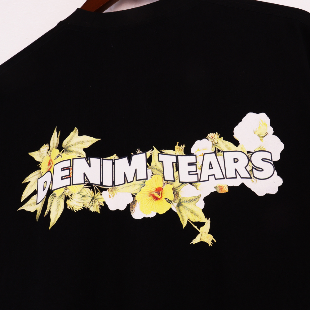 Denim Tears Kapok Flower T-Shirt | Vintage Oil Painting Print 3D Foam Unisex Couples Oversized Crewneck Tee