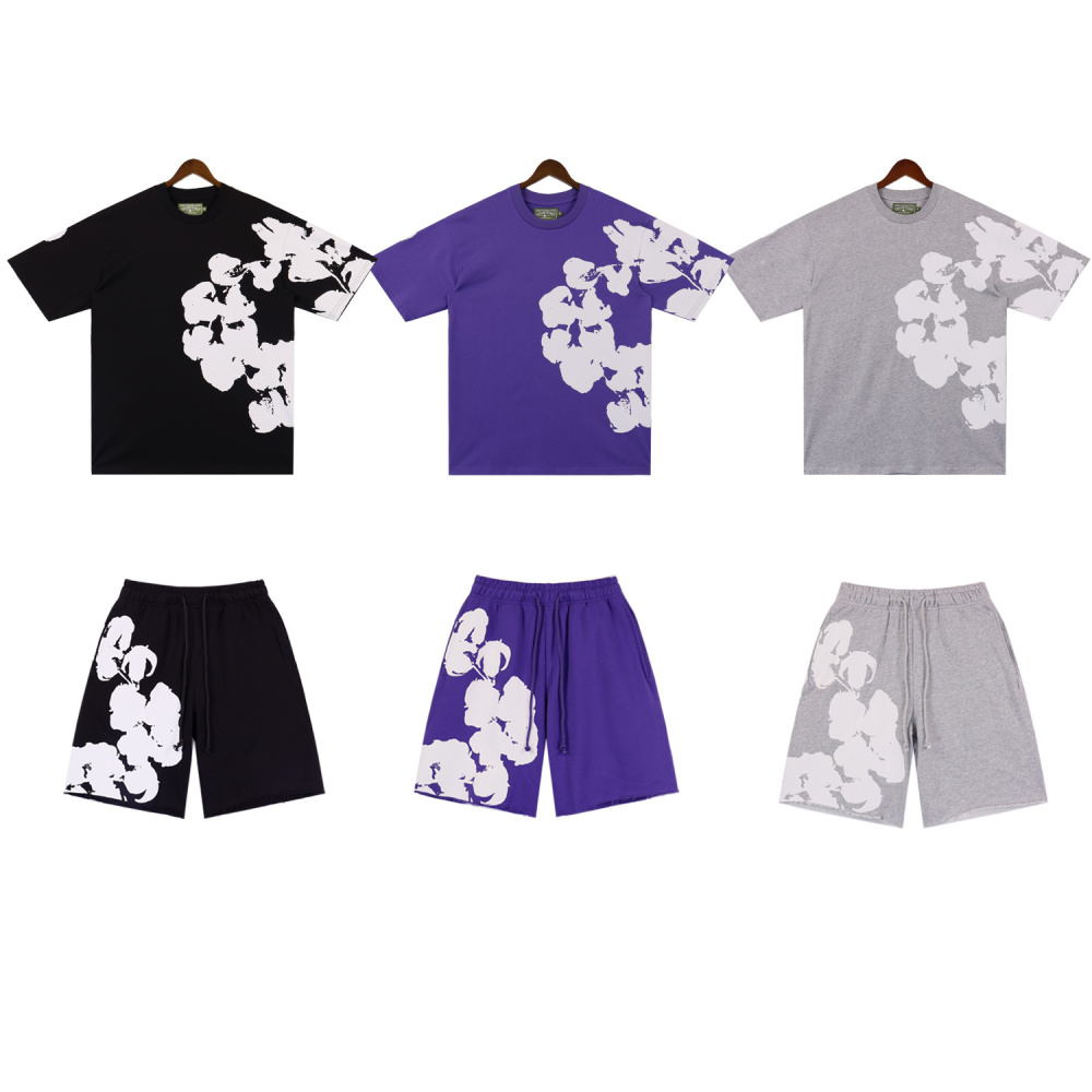 DENIM TEARS The Cotton Wreath Sweatsuit | Unisex 100% Cotton Puff Print Short Sleeve 2-Piece Set