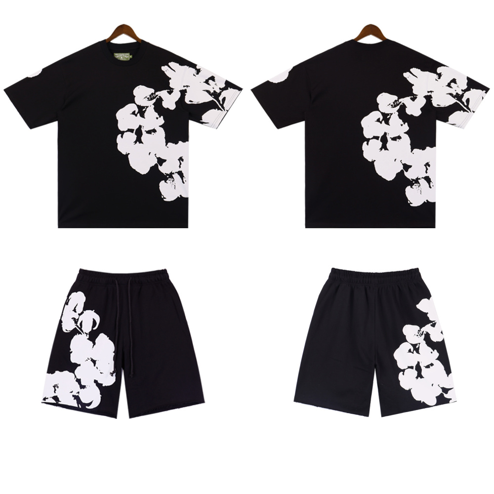 DENIM TEARS The Cotton Wreath Sweatsuit | Unisex 100% Cotton Puff Print Short Sleeve 2-Piece Set