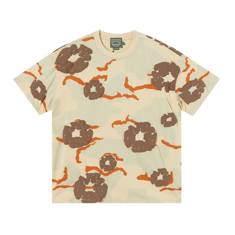 DENIM TEARS Kapok Flower New T-Shirt | Camo Blue/Pink/Green/Gray/Apricot Unisex Crewneck Short Sleeve Tee