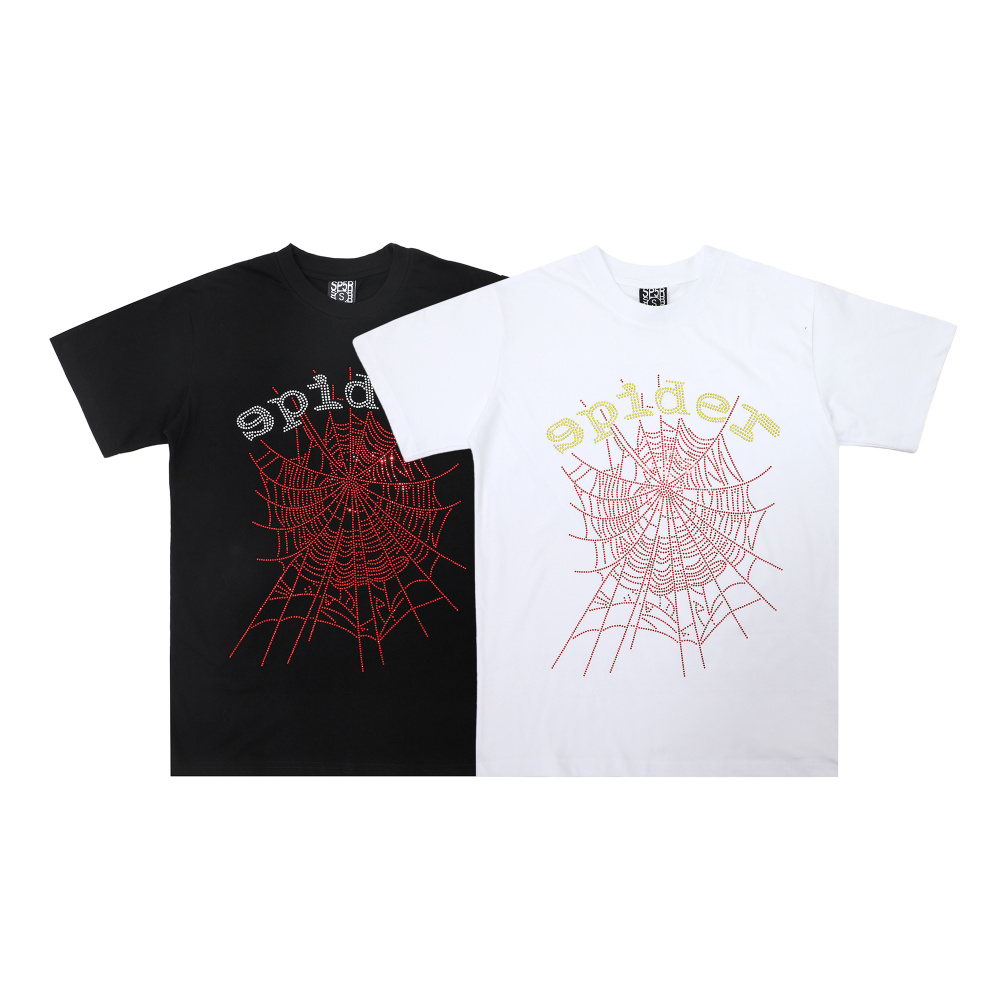 Sp5der Men's Graphic Print T-Shirt Casual Short Sleeve Tee Streetwear Fashion Top
