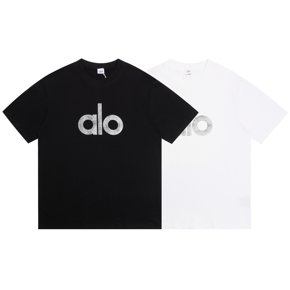Alo Modern Fit T Shirt Breathable Stretch Fabric Casual Yoga Short Sleeve Top