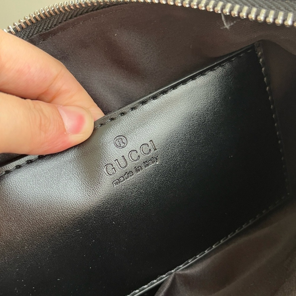 Gucci Men's GG Monogram Crossbody Messenger Bag, Black with Web Strap