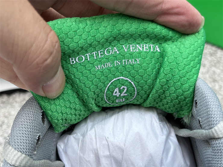 Bottega Veneta Orbit Low Top Round Toe Lace Up Green Gray Casual Sneakers