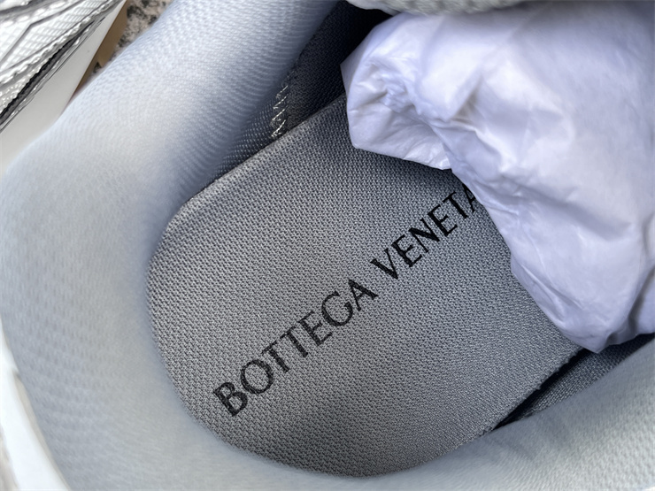 Bottega Veneta Orbit Low Top Round Toe Lace Up Silver Gray Designer Sneakers