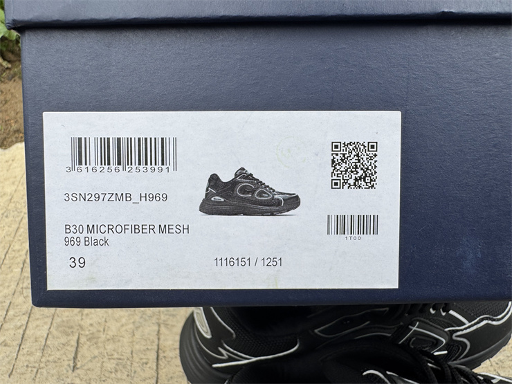 DIOR B30 CD Low Top Mesh Breathable Running Shoes Black White Fashion Sneakers