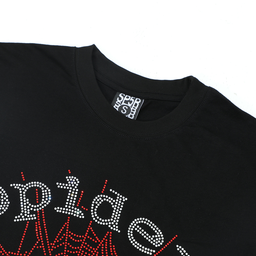 Sp5der Men's Graphic Print T-Shirt Casual Short Sleeve Tee Streetwear Fashion Top