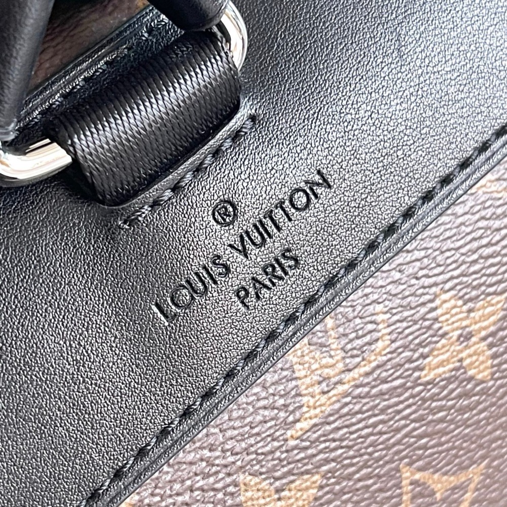 Louis Vuitton Men's Christopher MM Backpack M43735, Monogram Canvas Luxury Travel Backpack with Drawstring Closure, Brown