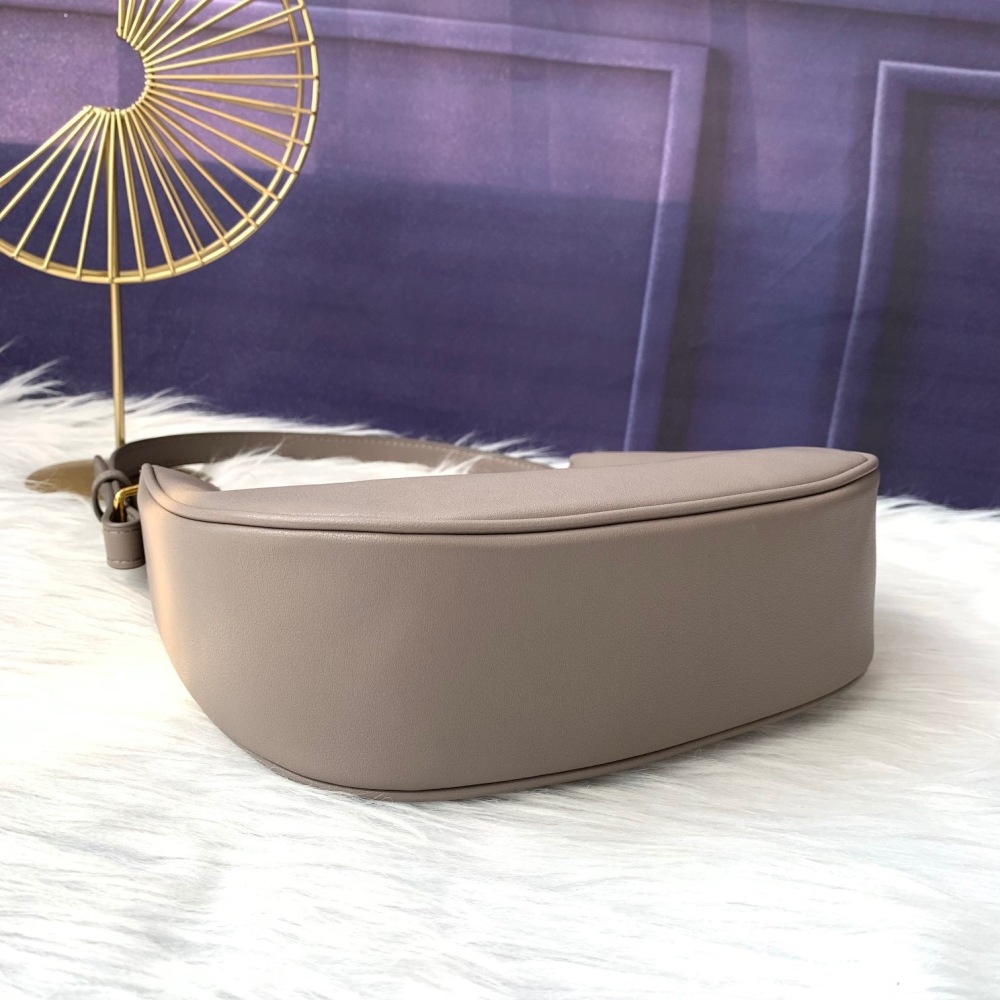 Prada Women's Cleo Hobo Shoulder Bag, Beige Leather Luxury Underarm Handbag with Adjustable Strap
