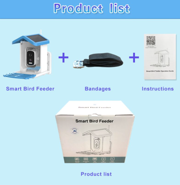 Smart Bird Feeder with Camera Solar Powered Waterproof for Garden Bird Watching Camera