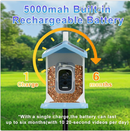 Smart Bird Feeder with Camera Solar Powered Waterproof for Garden Bird Watching Camera
