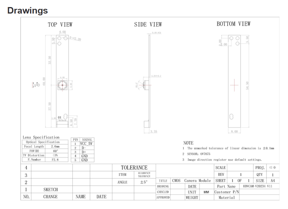 SANSETECH OV7675 0.3M Pixel USB CMOS Camera Module for advertising Machine