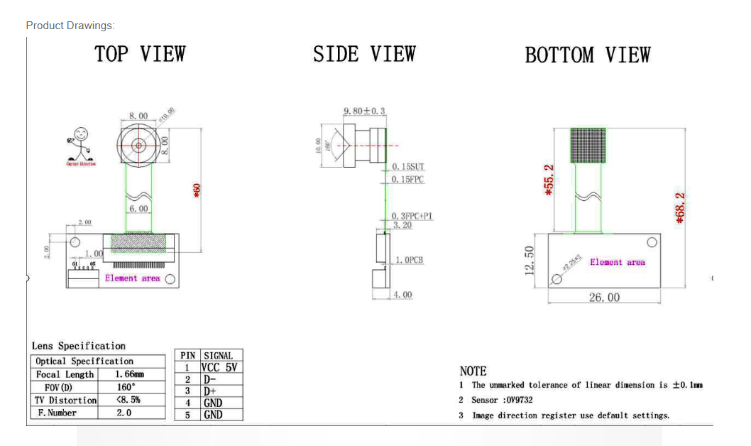 1MP HD OV9732 720P Flexible USB Camera Module For Recognition Machine