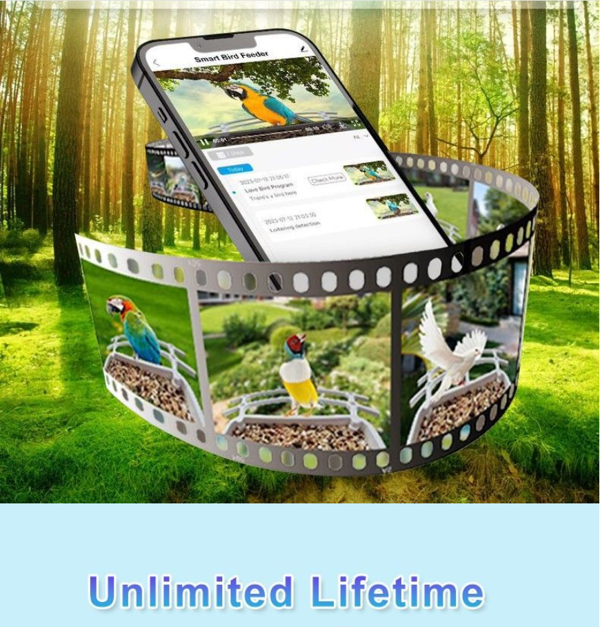 Smart Bird Feeder with Camera Solar Powered Waterproof for Garden Bird Watching Camera
