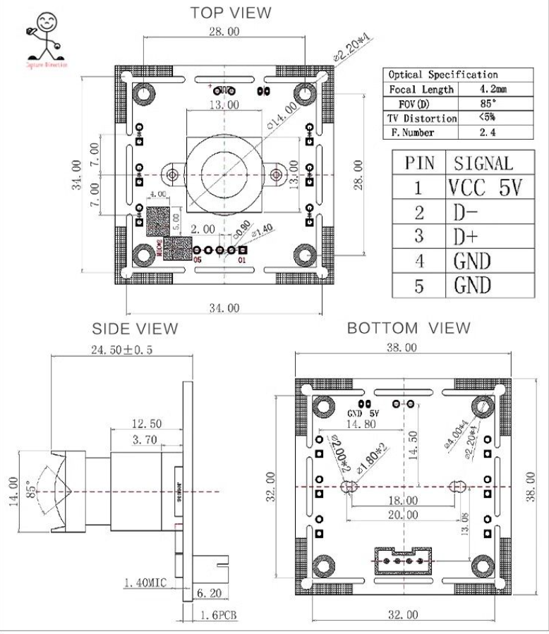 IMX317 3840*2160 8MP 4K USB Camera Module For Advisement Player