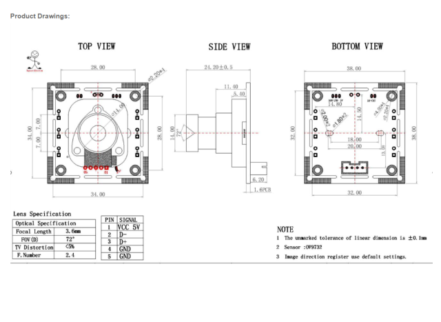 HBVCAM 1MP OV9732 720P HD IR-CUT day and night automatic switching module