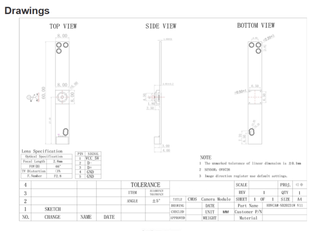 HBVCAM OV9726 1MP OTG Free Driver Laptop Computer Camera Module with Ultra thin Lens