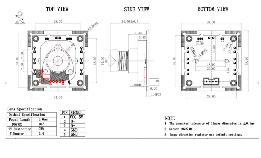 2MP OV2710 1080P HD Camera Module With IR Cut With 850nm IR Board