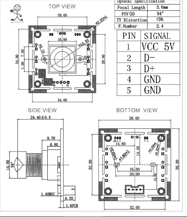 2MP OV2710 1080P HD Camera Module With Microphone For Industrial Device