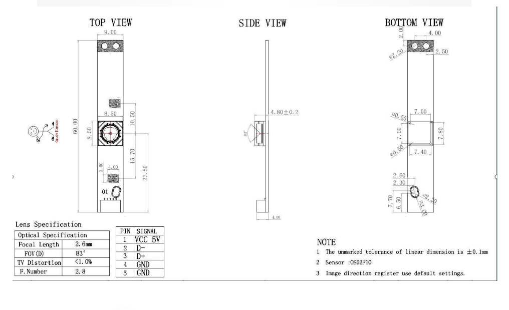 2MP 1080P Auto Focus HD USB Camera Module For ATM Machine