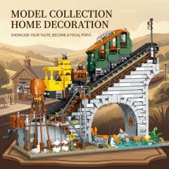 Rack Railway-Flight Railway Building Set-Vintage Cable Car Railway Display Model for Décor-Memorable Festival Gift for Adults (1987 PCS）-CJ05
