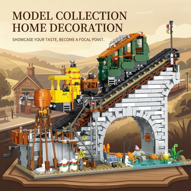 Rack Railway-Flight Railway Building Set-Vintage Cable Car Railway Display Model for Décor-Memorable Festival Gift for Adults (1987 PCS）-CJ05