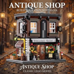 Antique Shop Building Set-Retro Store Street View Modular with LED Light-Creative Modular Architecture Sets-Creative Gift for Adults and Teen (1950PCS)-CJ06