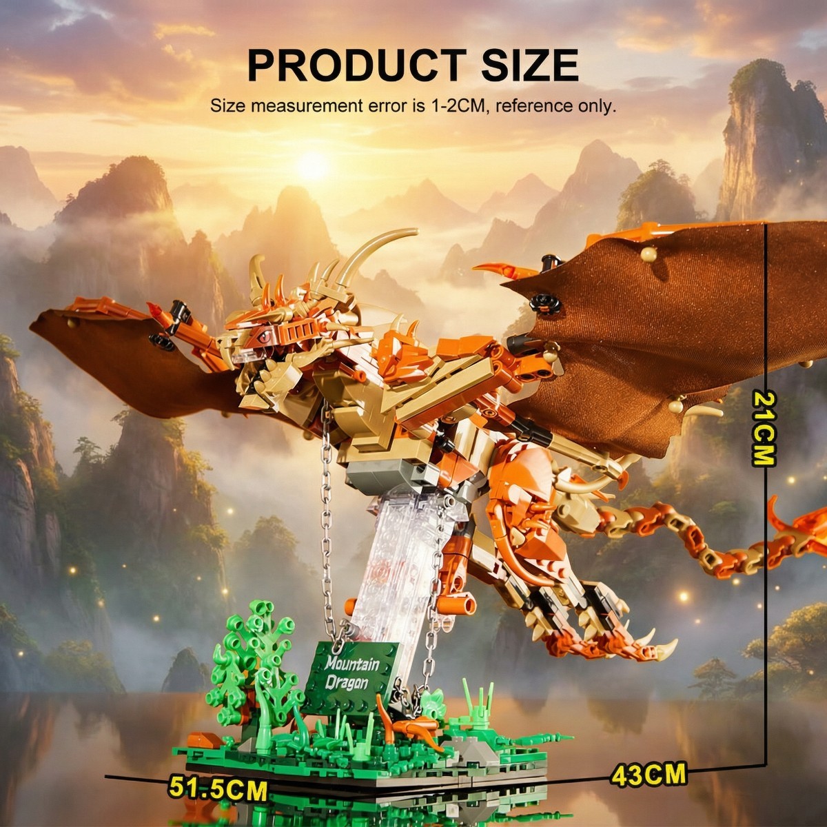 Ideas Magic Wiki Fire Dragon Harry Building Set，Compatible with Lego Adults Collectible MOC Potter Dragon Model STEM Toy for Fans Home Decor-DKL01