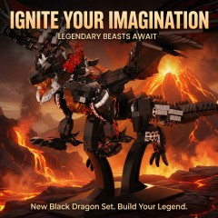 Mechanical Dragon Building Block Toy Kit with LED Light, Movable Linkage Gears, Display Stand - Fantasy Dragon Model Kit for Teens & Adults-DKL02