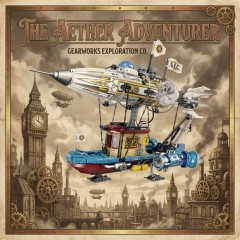 Steampunk Steam Airship Lighting Building Block Set - Steampunk Airship Model Pirate Ship Destroyer Toy Set Collection Display Set - 1256 Pieces - Suitable for Adults, Teenagers, and Steampunk Enthusiasts-PKSD02
