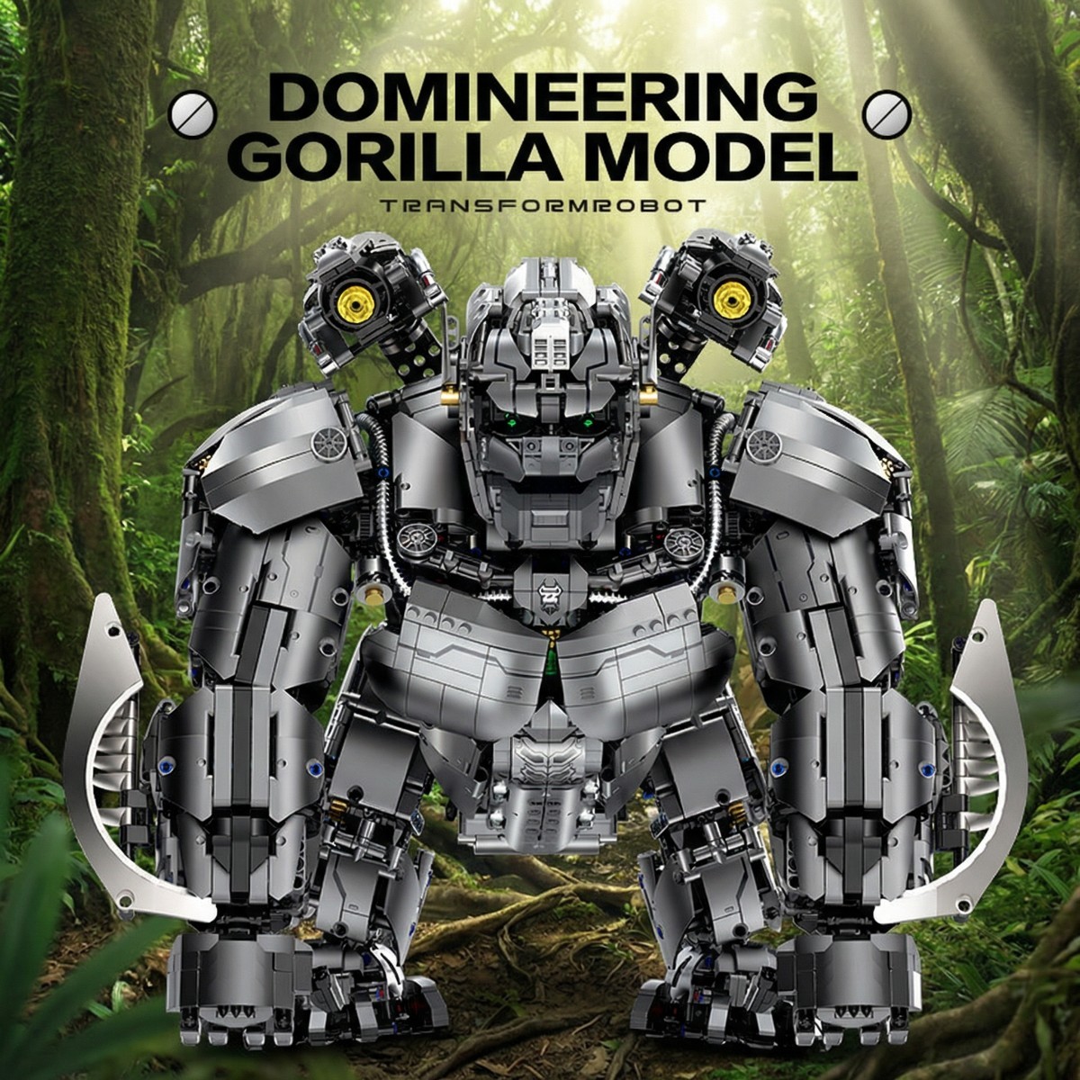 Mechanical King Kong-Heavy Armor Gorilla Building Blocks Set-Safari Animal Collectible Building Birthday Gift for Adult-JXSW02