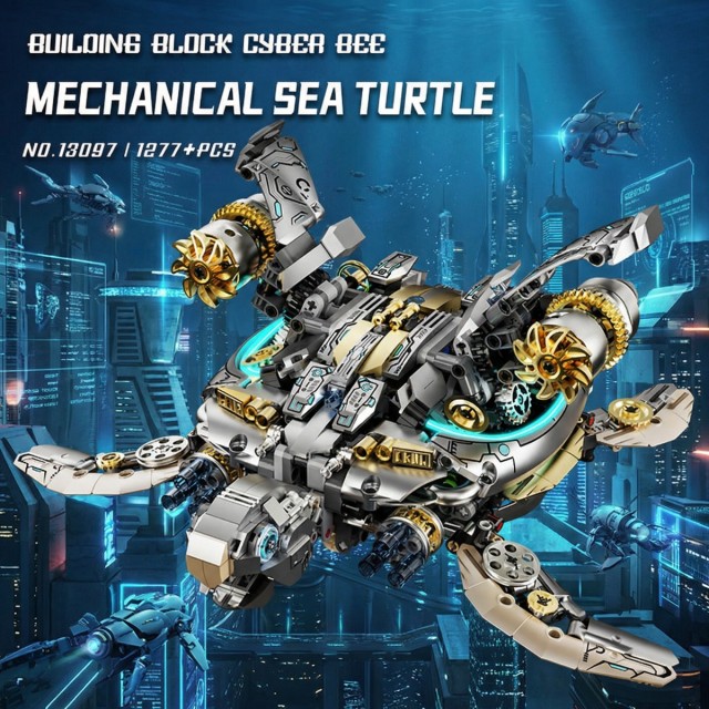 Mechanical Turtle Building Block with Hand-Crank Gear Motion-Steampunk＆Educational Construction Set for Adults Teens and Model Enthusiasts-JXSW03