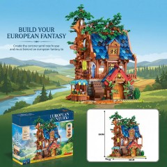The Medieval Tree House Lighting Building Block Set-Collectible Architecture Display or Home Office Decor-Creative Construction Building Kits-Gifts for Adults & Teens-SW01