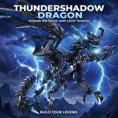 Mechanical Dragon Building Block Toy Kit with LED Light, Movable Linkage Gears, Display Stand - Fantasy Dragon Model Kit for Teens & Adults-DKL02