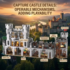 Medieval Castle Building Blocks for Adults-Toy Buildings Set 2 in 1 Folding Model Kits for Teens Boy Girl 14+ Home Office Decor Birthday-Sword of Holy Spirit Castle 2484PCS-CB01