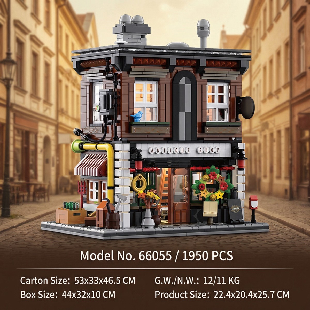 Antique Shop Building Set-Retro Store Street View Modular with LED Light-Creative Modular Architecture Sets-Creative Gift for Adults and Teen (1950PCS)-CJ06