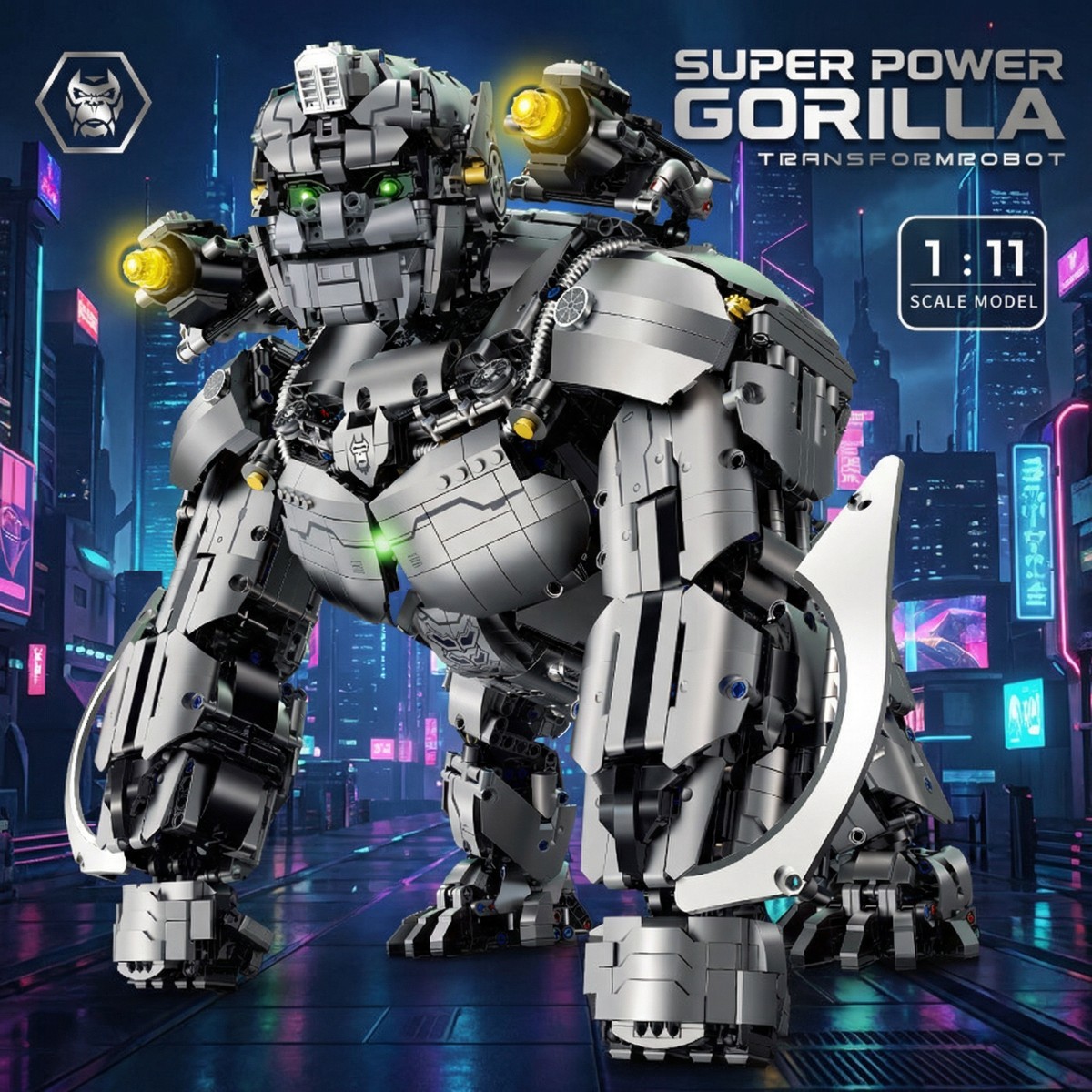 Mechanical King Kong-Heavy Armor Gorilla Building Blocks Set-Safari Animal Collectible Building Birthday Gift for Adult-JXSW02