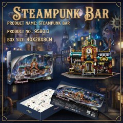 Steampunk bar model set-adult version-rich colors-gear drive system-DIY building block set-retro sci-fi assembly toy-excellent for collection and display-PKSD01