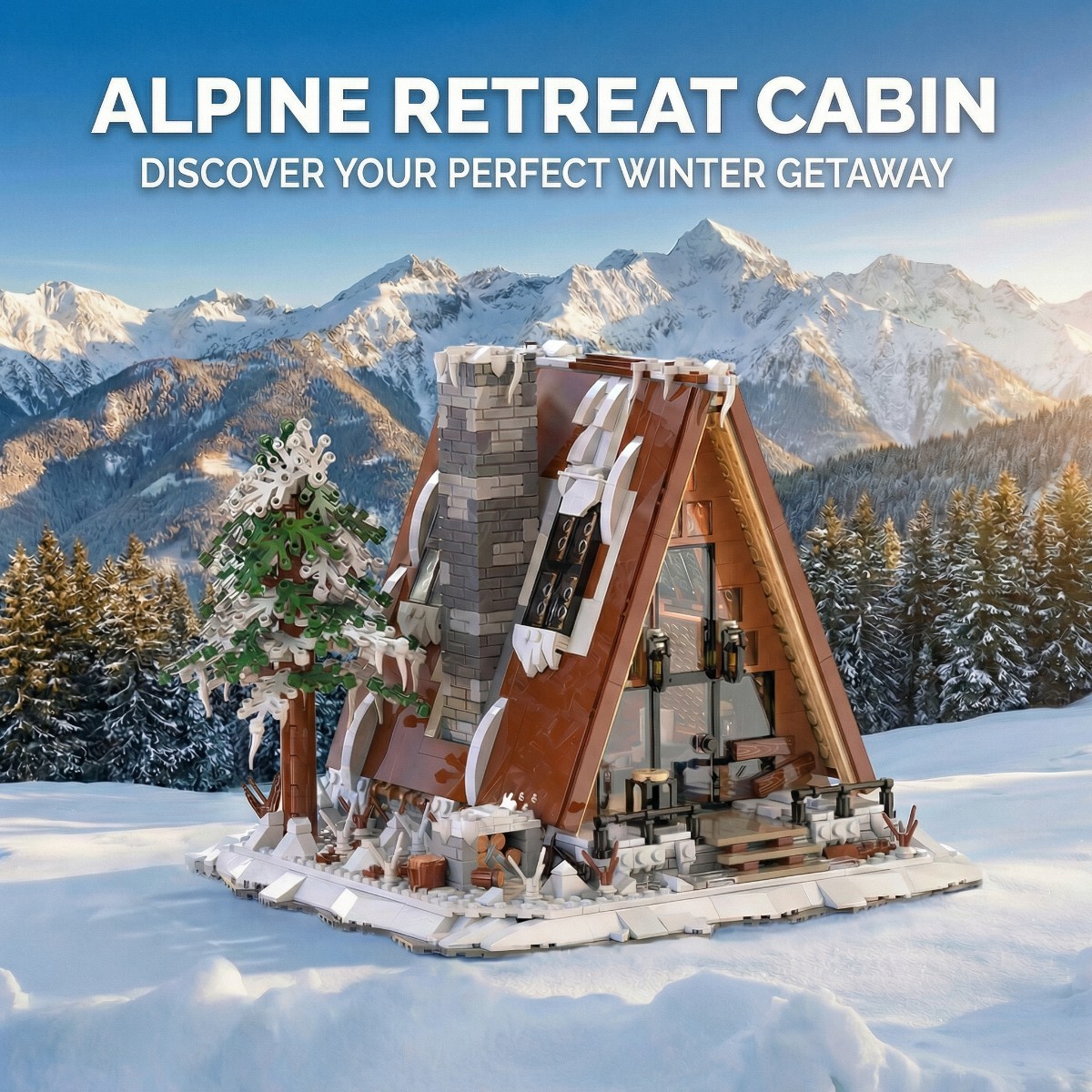 Creative Series Snowy A-Shape Cabin Adult Assembly Set-Detailed DIY Miniature House Model Kit-Ages 18+ Years - Gifts for Men & Women-SW02