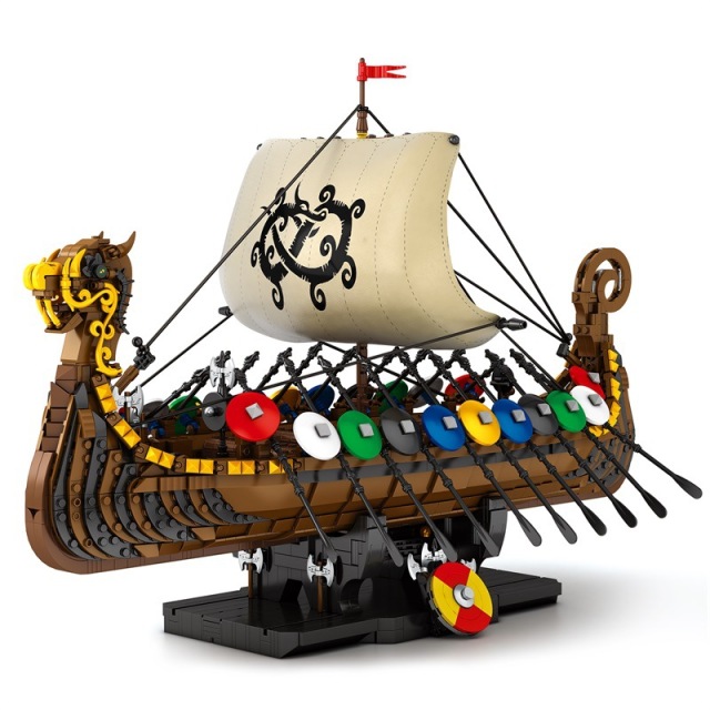 Viking Pirate Ship Model Kit - Custom Brick Set