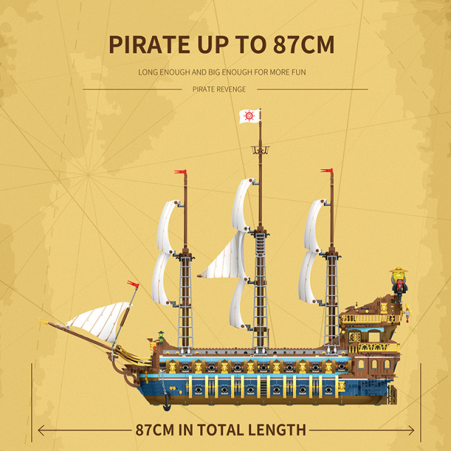 Pirate Ship Building Sets-Gorgeous Royal Fleet Ship with Tiered Design-Attractive Pirate Toys Building Blocks Pirate Ship Display-Gifts for Teens Adults-HDC05