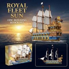 Pirate Ship Building Sets-Gorgeous Royal Fleet Ship with Tiered Design-Attractive Pirate Toys Building Blocks Pirate Ship Display-Gifts for Teens Adults-HDC05