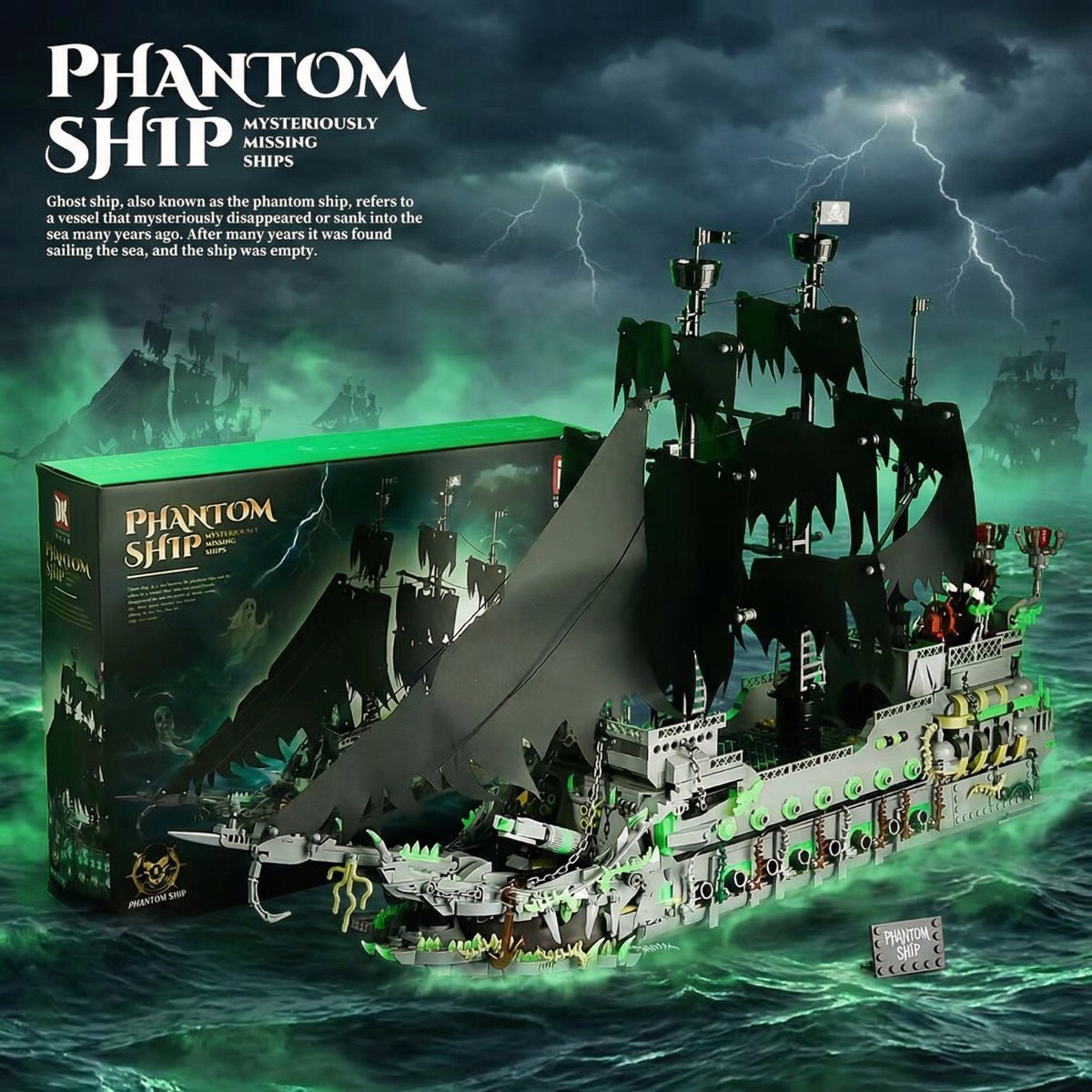 Pirate Ship Building Toys with Lights-Ghost Ship Flying Dutchman Model Ship Boat-Toy Building Sets for Adults-Easter Decor Christmas Birthday Valentines Gifts-HDC02