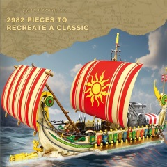 Pirate Ship Building Set-Military Greek Warship-Classic Ancient Greek Battleship-Collection Display Pirate Ship Toy Set-Gifts Toy for Boys 14+, Home Office Décor-HDC06