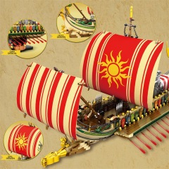Pirate Ship Building Set-Military Greek Warship-Classic Ancient Greek Battleship-Collection Display Pirate Ship Toy Set-Gifts Toy for Boys 14+, Home Office Décor-HDC06