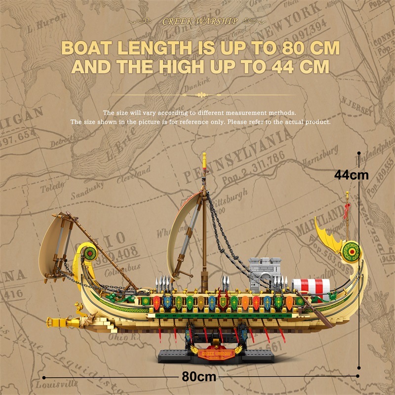 Pirate Ship Building Set-Military Greek Warship-Classic Ancient Greek Battleship-Collection Display Pirate Ship Toy Set-Gifts Toy for Boys 14+, Home Office Décor-HDC06